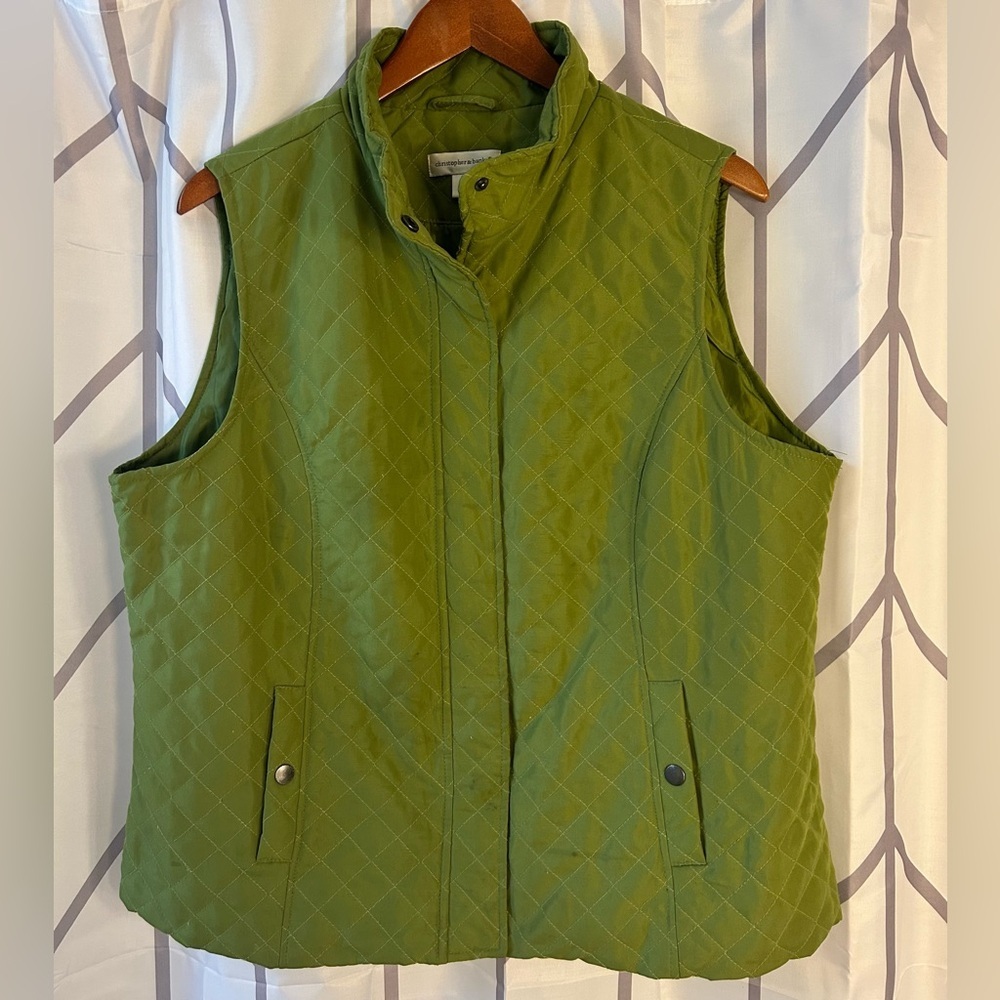 Christopher & Banks Green Quilted Vest